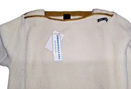 Pull Homme Vintage Cou Bateau Taille L Blanc Pièce Unico Pure Laine Yachting Une - £69.99 GBP