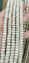 Natural Fossil Jasper Loose Beads  rondelle abacuse heishi  cream white stone  5 - $12.70