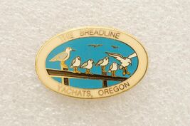 Vintage Enamel Jewelry Pin Yachats Oregon The Breadline Seagulls Travel ... - $12.86