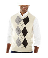 NWT Dockers ARGYLE Oatmeal Cream Pull over Warm Acrylic Sweater Vest $45 Size L - £23.94 GBP