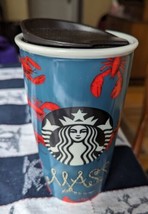 Starbucks 2016 Mass Massachusetts Lobster Ceramic 12 oz Travel Mug with Lid - £17.49 GBP
