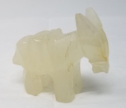 Figurine Donkey with Pack White Yellow Onyx Hand Carved Vintage - £14.87 GBP