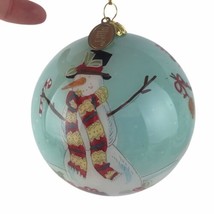 2016 Pier One Li Bien Ornament Snowman Reverse Hand Painted Glass Christmas - £43.91 GBP