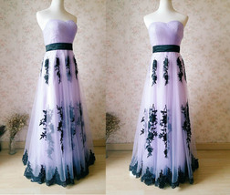 LIGHT PURPLE Strapless Sweetheart Neck High Waist Embroidery Maxi Wedding Dress  image 5