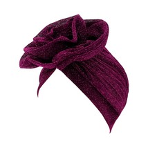Shiny Flower Turban Shimmer Chemo Cap Hairwrap Headwear Beanie Hair Scarf - £22.37 GBP