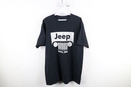 Vintage Mens Large Distressed Spell Out Jeep Car Short Sleeve T-Shirt Black - £22.89 GBP