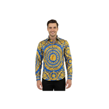 Men's AVM Crystal Shirt Medallion Medusa Cotton Slim Fit 9628-06 Royal Blue image 6