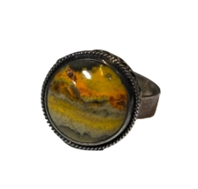 Bumble Bee Jasper Ring .925 Sterling Silver Statement Ring Size 7 - $49.00