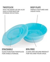 TWISTSHAKE BPA Free Blue Bowl &amp; Lid For Babies Non Slip Easy Stack New - $264.73 MXN