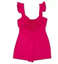 MSRP $70 Bar Iii Ruched-Front Flutter Romper Pink Size 12 - £30.18 GBP