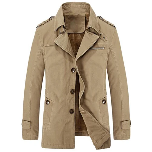  New Men Trench Coats Winter Fashion Thick Warm Men&#39;s Medium Long Sectio... - $193.20