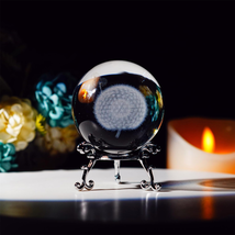 60Mm Dandelion Crystal Ball with Stand Decorative Paperweight 3D Laser Engraved  - $15.49