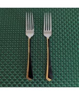 Yamazaki RAMONA Black Gold Dinner Forks Set Of 2 Stainless 18/8 Japan Vt... - $24.99