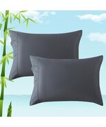 Moccabebe 2 Pc King Size Pillowcases 20x36 Grey Cooling Bamboo Rayon Soft - $73.44 MXN
