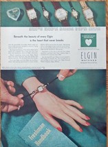 Elgin Watches, print ad. Rare 50&#39;s Color Illustration (with the heart that never - £13.99 GBP