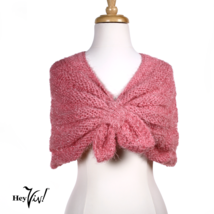 Retro Style Pink Glitter Knit Sweater Shrug Shawl w Pull Through Ends - Hey Viv - £20.70 GBP