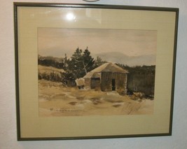 Vtg Art Water Color Painting William Bill Harrison Wichita Tulsa Old Shack Barn - £470.55 GBP