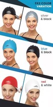 Reversible Silicone Swim Cap, Waterproof 2-in-1 Swimming Men Women Black Blue NE - £13.10 GBP
