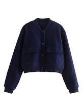 YENKYE   2023 Women Solid  Pockets Cropped Jacket Coat Long Sleeve Female Spring - £38.60 GBP