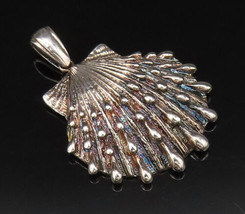 925 Silver - Vintage Carved Seashell With Teardrop Detail Pendant - PT21597 - £32.05 GBP