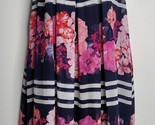 Vince Camuto Womens Dress Small Blue Pink Stripe Floral Print Pleat Slee... - $28.99