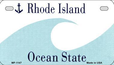 Rhode Island State Background Metal Novelty Motorcycle License Plate