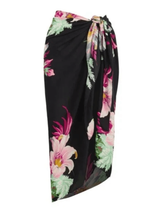 Walter Baker Womens O/S Paradise Sarong Beach Cover Up Black Pink Floral NWT - £22.41 GBP