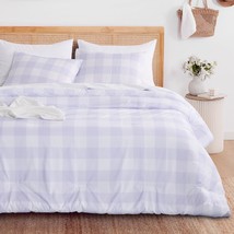 Wake In Cloud - Gingham Comforter Set, Plaid Buffalo Check Checkered, Queen Size - $51.99