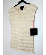 CYNTHIA ROWLEY New York OFF WHITE Cap Sleeve SWEATER Knit TOP S Free Shi... - $121.76 CAD