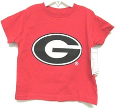 NCAA Georgia Bulldogs Black n White Logo Red T-Shirt Style Two Feet Ahead #119 - £12.60 GBP