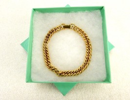 7&quot; Curb Chain Bracelet, Gold Tone, Fold Over Clasp, Fashion Jewelry #JWL... - $14.65