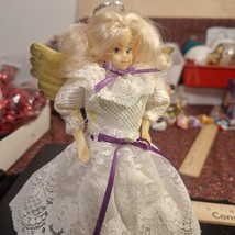 homemade possibly tree topper angel lace White dress - £6.33 GBP