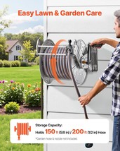 Wall Mounted Garden Hose Reel 150ft 5/8 in Hose Winder Brass Fitting Hos... - $244.03