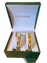 Women’s GoldTone Watch New Battery &amp; Bracelet Dufonte Lucien Piccard Set In Box - £38.95 GBP