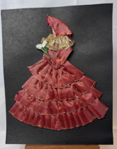 Victorian  Die Cut Pattern Ruffled Ribbon Fabric Dress Lady W/Flowers Pa... - £31.54 GBP