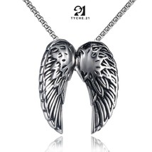 Mens Archangel Michael Angel Wing Pendant Necklace Stainless Steel Box Chain 24&quot; - £8.87 GBP