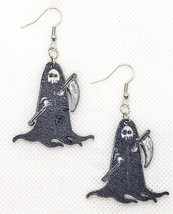 Grim Reaper Earrings - Black and White - Halloween - Wood - £12.74 GBP