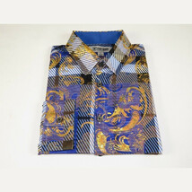 Mens Stacy Adams Fancy Foil Metallic Print Sports Shirt Stage Singer 4943 Blue image 6