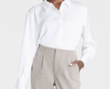 Women&#39;s Long Sleeve Oversized Satin Button-Down Shirt A New Day White XS... - £15.25 GBP