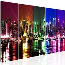 Tiptophomedecor Stretched Canvas Wall Art  - Rainbow New York Narrow - Stretched - £115.63 GBP