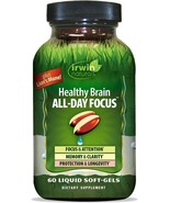 Irwin Naturals Healthy Brain ALL DAY FOCUS 60 Softgels Lions Mane Exp 04... - $17.95