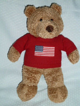 SAKS 5TH AVE BEAR Plush Younkers sweater Brown Commonwealth 2001 Flag 12&quot;H - $14.84