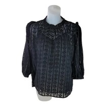 WALTER BAKER Black Velvet High Neck Overlay Lace Top Womens Sz M w built in Tank - £22.01 GBP