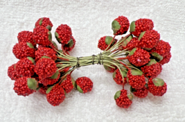 Vintage French Millinery Beaded Glass Wire Red Raspberry Bouquet - $18.32