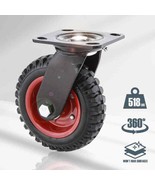 360° Swivel Heavy-Duty Industrial Caster Knobby Threaded 8&quot; Wheel All-Te... - $33.59