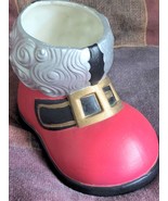 Vintage Christmas Ceramic Santa&#39;s Boot Planter Hobbyist Décor 1975 Handp... - $11.69