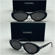 CHANEL 5416 Black Gray Oval Sunglasses–Acetate Frame – Brand New 100% Au... - $5,250.29 MXN