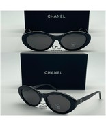 CHANEL 5416 Black Gray Oval Sunglasses–Acetate Frame – Brand New 100% Au... - $5,250.29 MXN