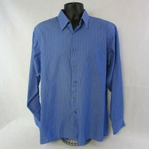 Van Heusen Mens Size Large (L) Career Casual Oxford Shirt Blue Stripe Button Up - £7.78 GBP