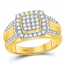 10kt Yellow Gold Womens Round Diamond Square Cluster Ring 1 Cttw - £925.02 GBP